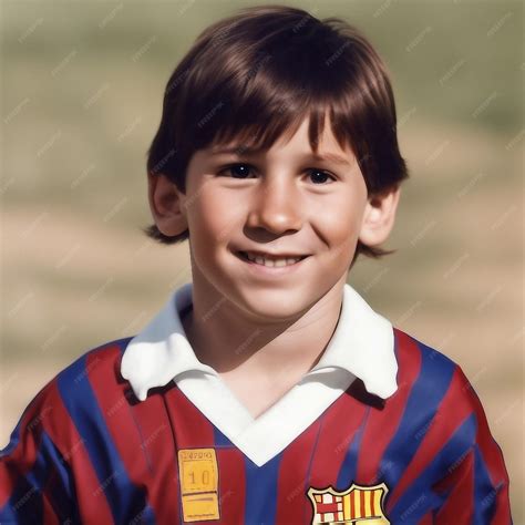 Premium Photo | Lionel Messi Barcelona old childhood picture generated ...