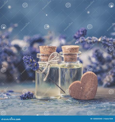 Bottle of Natural Cosmetic Lavender Oil, Hair and Body Treatment Stock Photo - Image of herbs ...