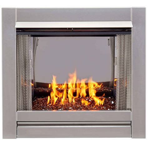 Duluth Forge Vent-Free Stainless Outdoor Gas Fireplace Insert With Copper Fire Glass Media ...