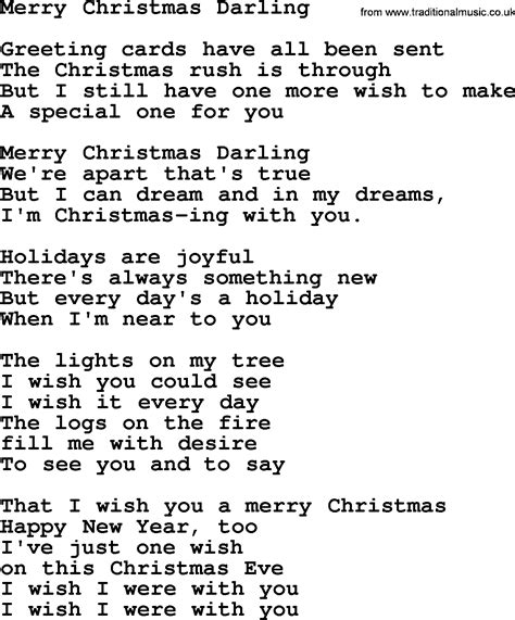 Merry Christmas Darling Lyrics