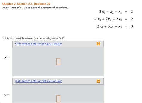 Solved Apply Cramer's Rule to solve the system of equations. | Chegg.com