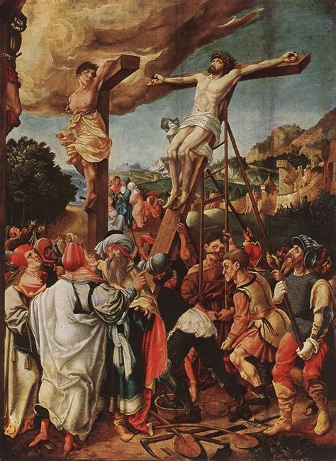 colorful painting of Christ being raised up on the cross | Crucifixion painting, Painting ...