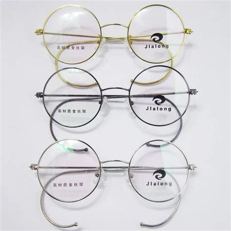 Oversize 50mm Vintage Round Antique Wire Rim Metal Eyeglass Frames Full ...