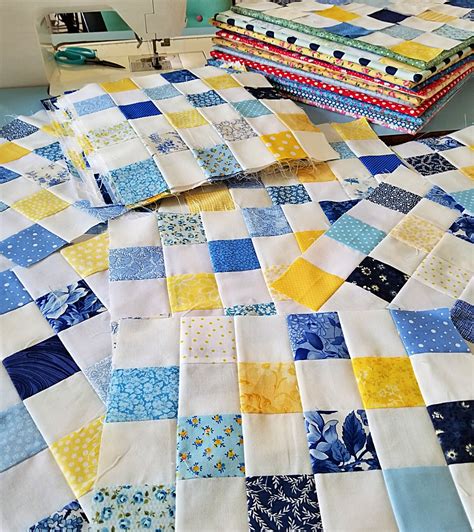 blue and yellow quilt