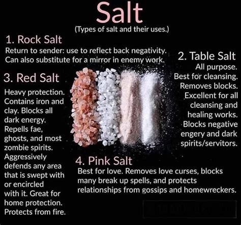 Happy Monday. A little info sheet on salt and their uses. #salt #magicsalt #protection # ...