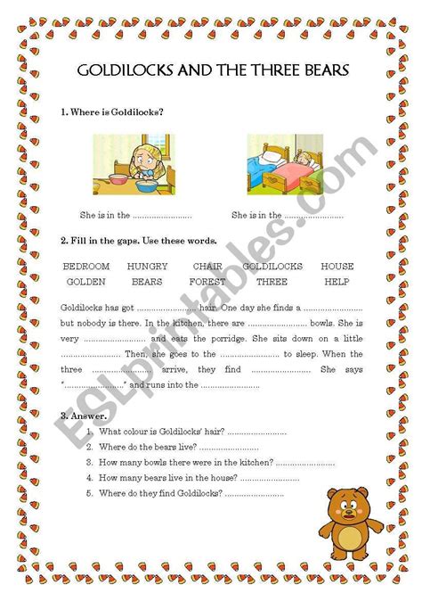 Goldilocks and the three bears! (part 2. Reading Comprehension) - ESL wor… | Reading ...