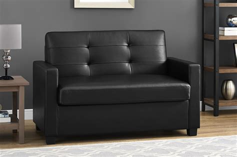 Mainstays Loveseat Sleeper Sofa, Twin, Black Faux Leather - Walmart.com