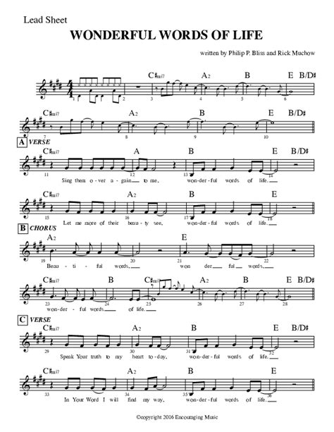 Wonderful Words Of Life Sheet Music PDF (Rick Muchow) - PraiseCharts