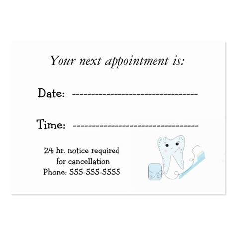 Dental Appointment Reminder Large Business Card | Zazzle