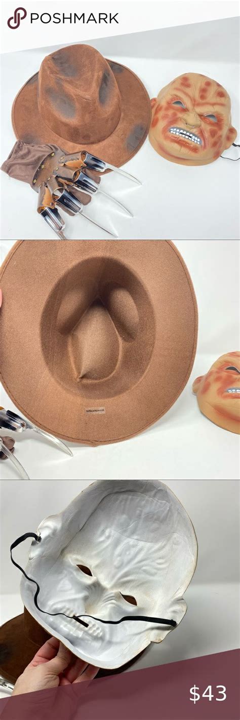 Freddy Krueger Mask Hat Razor Hand Costume Set 1980’s Halloween Cosplay ...