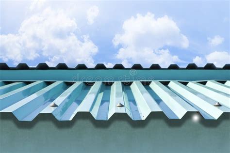 New Roof with Colored Corrugated Metal Sheet Stock Photo - Image of ...