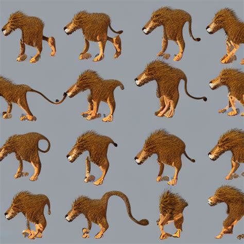 prompthunt: lion sprite sheet, walking animation, 2 d, sharp focus, highly detailed, vibrant ...