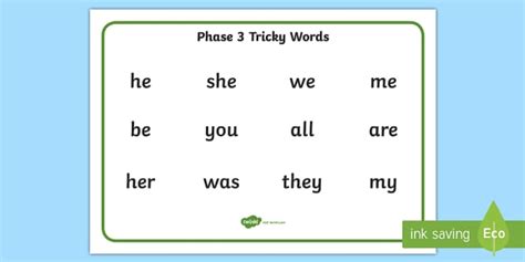 Phase 3 Tricky Words Word Mat - mats, trick, visual, aid, aids