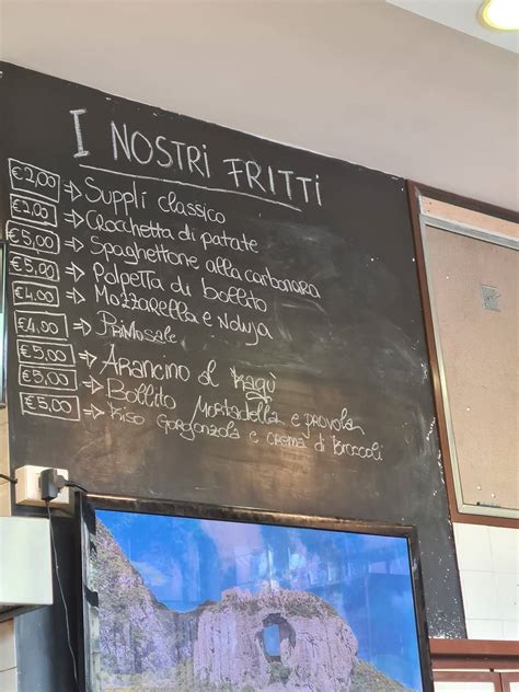 Menu at Bonci Pizzarium pizzeria, Rome