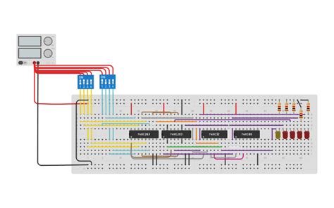 Circuit design 4 bit BCD Adder - Tinkercad