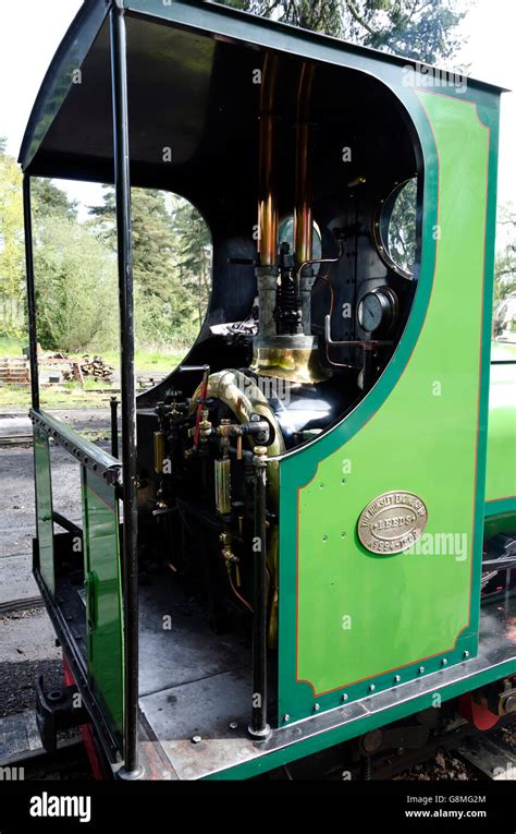 The cab on a narrow gauge steam locomotive at the Bressingham Steam ...