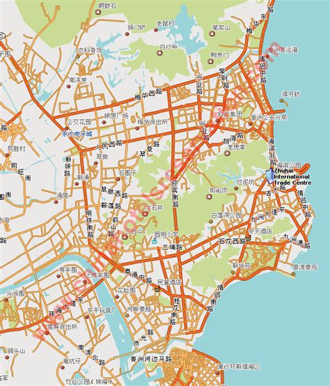 City map of Zhuhai, street map, Zhuhai guide, Zhuhai roads map