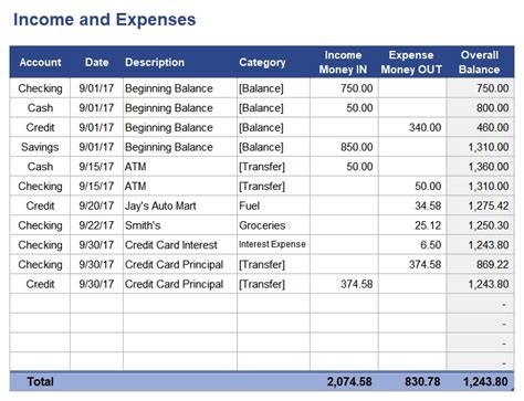 Expense Tracking Excel Template