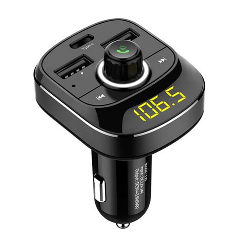 Bluetooth Transmitter FM Radio Adapter for Car, 18W/5V 3.6A Wireless Bluetooth 4.1Car Kit with ...