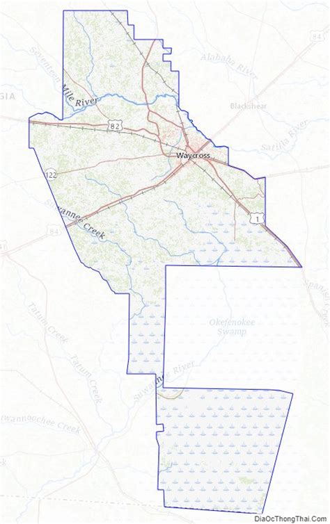 Map of Ware County, Georgia - Thong Thai Real