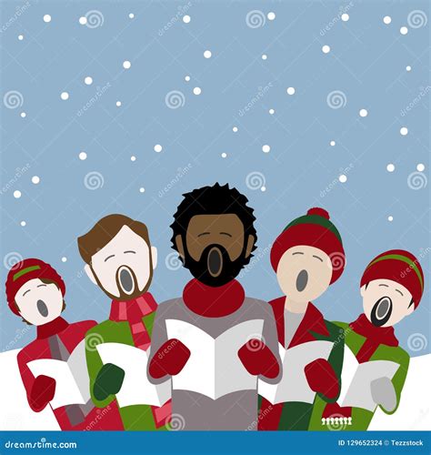 Male Christmas Carol Singers in the Snow Stock Vector - Illustration of ...