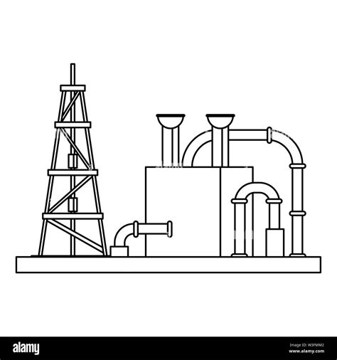 oil refinery gas factory cartoon in black and white Stock Vector Image & Art - Alamy