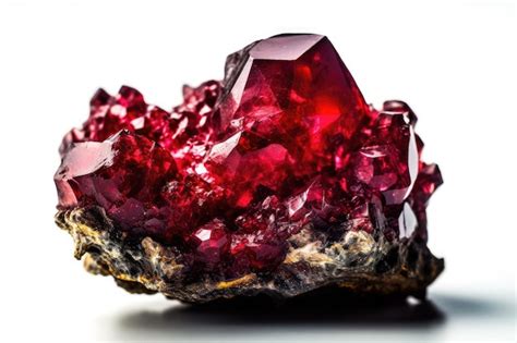 Premium AI Image | Ruby macro mineral stone in closeup on a white backdrop