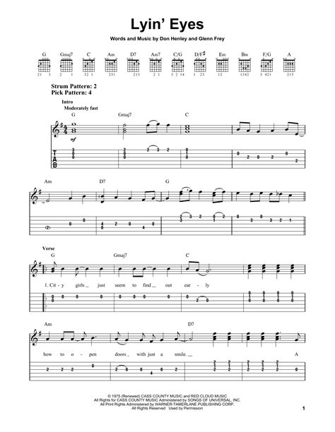 Lyin' Eyes by Eagles - Easy Guitar Tab - Guitar Instructor