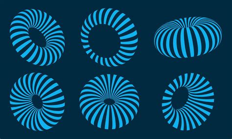 3d striped shape logo set. tech digital circle logo 28055027 Vector Art ...