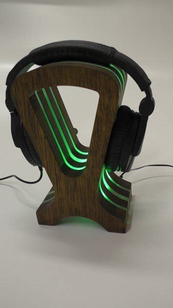 Hardwood Headphone Stand With RGB LED's Lights