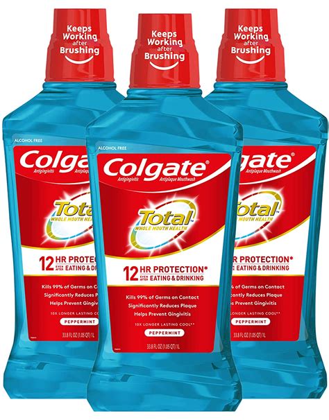 Colgate Total No-Burn Antiseptic Mouthwash, 3-Pack