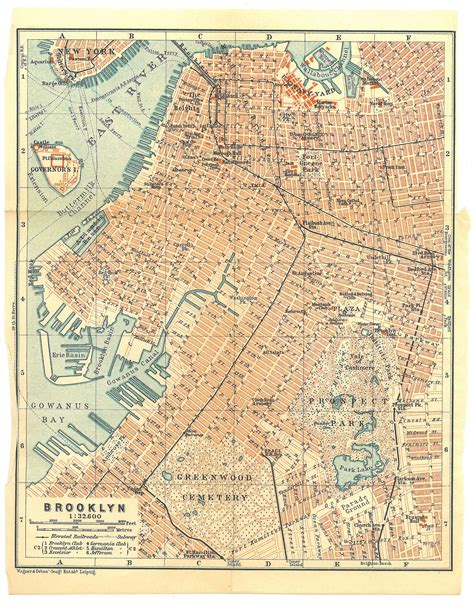 Antique Brooklyn Map 1904 | Mappe, Città