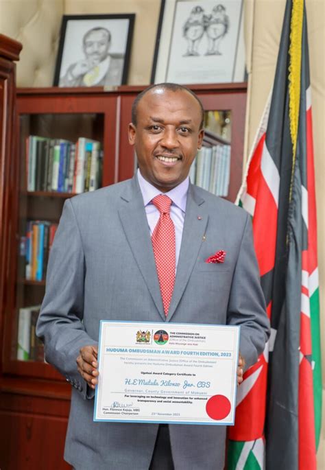 MAKUENI GOVERNOR MUTULA KILONZO JUNIOR TODAY RECEIVED THE HUDUMA OMBUDSMAN AWARD - Government of ...