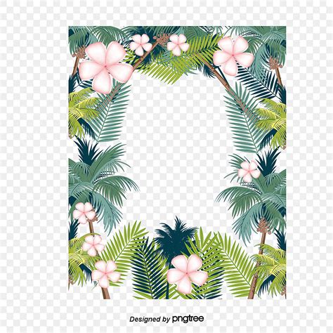 Tropical Flower Border White Transparent, Tropical Flower Borders, Flower Border Clipart, Vector ...