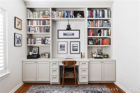 Built In Bookshelves with Desk in Home Office - Maison de Pax