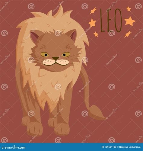 Leo Zodiac Figure; Cat Cartoon Character Stylized As Leo Zodiac; Vector ...