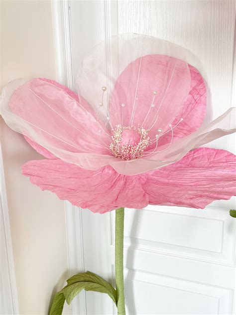 1 Pink Silk Poppy Flower on metal base - MagicFlowersEventRentals ...