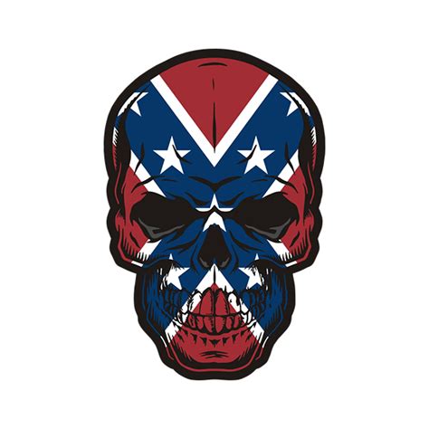 Confederate Rebel Flag Skull Southern Civil War Sticker Decal V4 - Rotten Remains