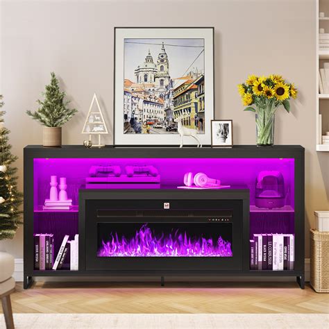 Ivy Bronx 70" LED Fireplace TV Stand With Adjustable Tempered Glass ...