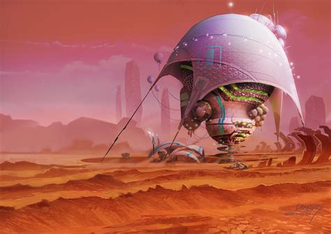 Mars surface Colony Base Station concept, Ross Dearsley | Space art, Concept art digital ...