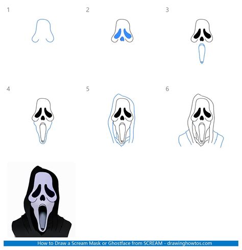 How to Draw a Scream Mask or Ghostface from SCREAM - Step by Step Easy ...