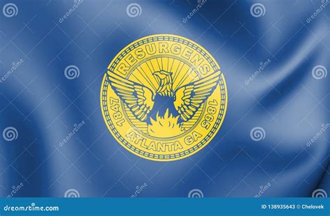 3D Flag of Atlanta Georgia, USA. Stock Illustration - Illustration of ...