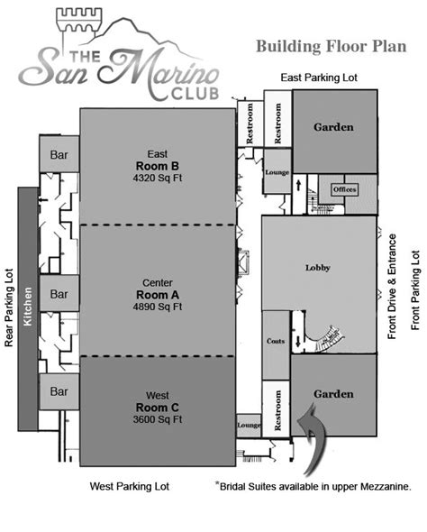 the floor plan for the san merino club, which is located at the west end of