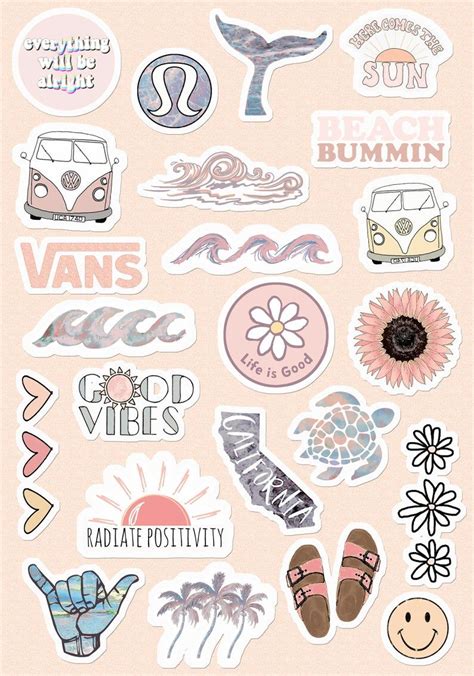 Small & Large Stickers Vsco Light Blue-Yellow Pink Peachy Lilac For Phone Case (About 1x1 Inch ...