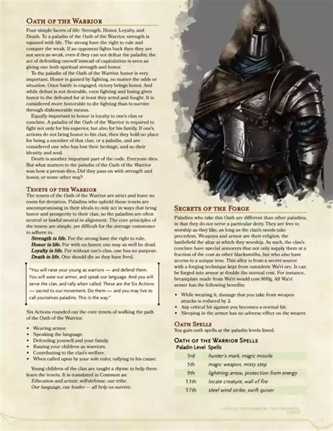 Oath of the Warrior - a new 5e homebrew Paladin Oath that focuses on a walking a path of ...