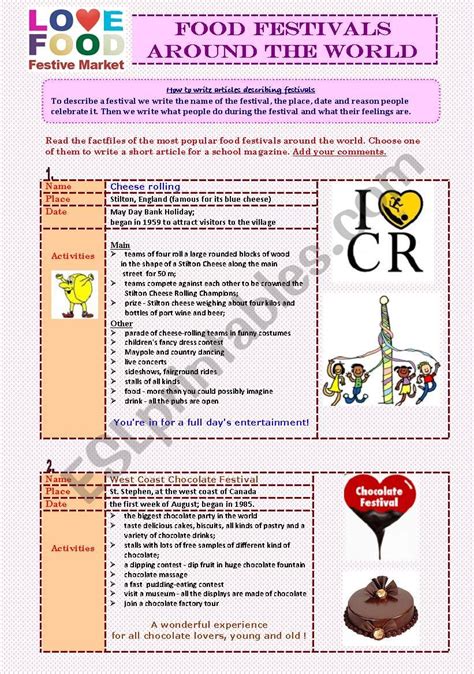 Food festivals around the world - ESL worksheet by joygrant