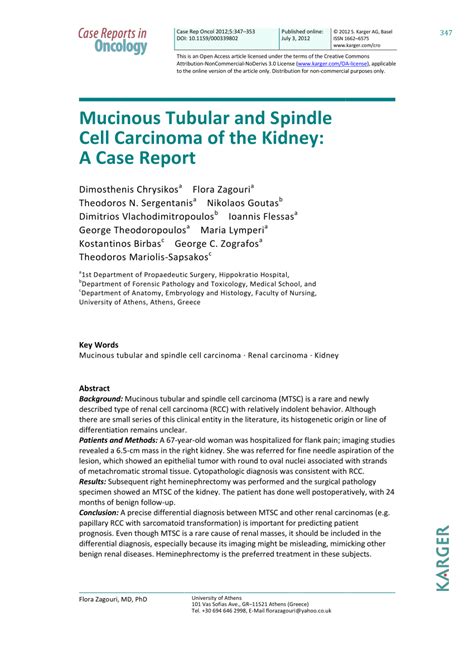 (PDF) Mucinous Tubular and Spindle Cell Carcinoma of the Kidney: A Case ...