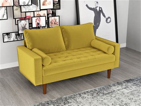 US Pride Furniture Mac Velvet Loveseat, Goldenrod - Walmart.com