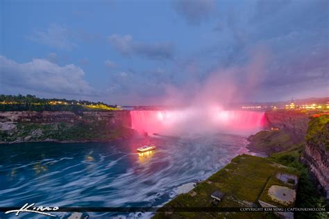 Niagara Falls Light Show Nighttime Canada Ferry at Night Red | Royal ...