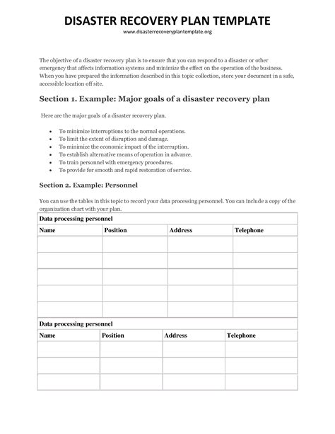 Disaster Recovery Plan Template Word Page Includes Various Formats Of Disaster Recovery Plan ...
